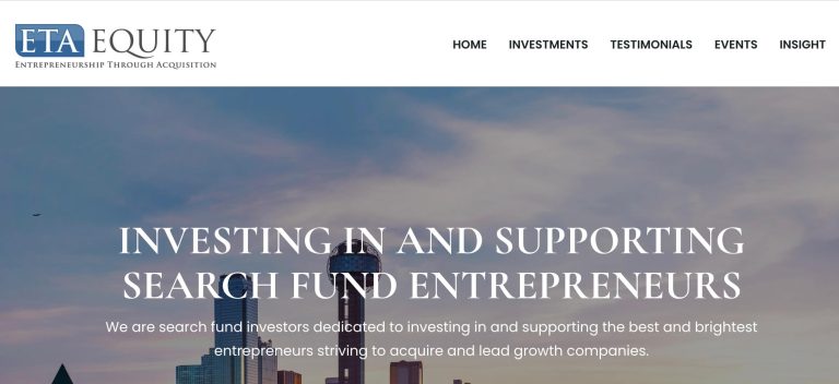Top Search Fund Investors List | Equity Capital for ETA